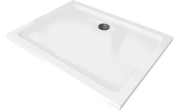 Mexen Flat pravokotni tuš kad slim 100 x 80 cm, bel, črni sifon - 40108010B