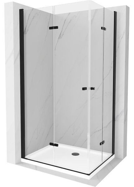 Mexen Lima Zložljiva tuš kabina Duo 80 x 70 cm, prozorna, črna + kad Flat - 856-080-070-70-02-4010B