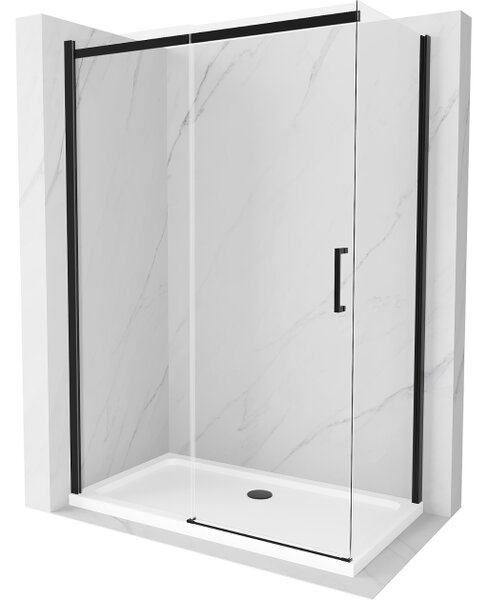 Mexen Omega drsna tuš kabina 130 x 70 cm, prozorna, črna + pladenj Flat, bel - 825-130-070-70-00-4010B