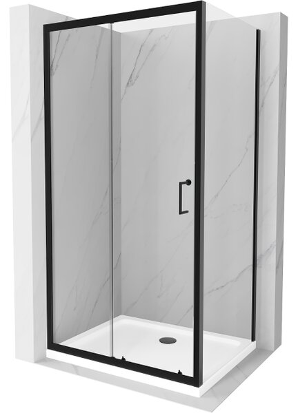 Mexen Apia drsna tuš kabina 90 x 70 cm, prozorna, črna + Flat tuš kad, bela - 840-090-070-70-00-4010B