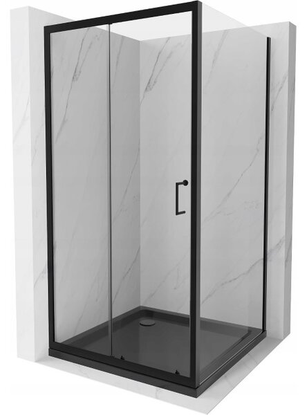 Mexen Apia drsna tuš kabina 90 x 90 cm, prozorna, črna + plitevna Flat, črna - 840-090-090-70-00-4070B