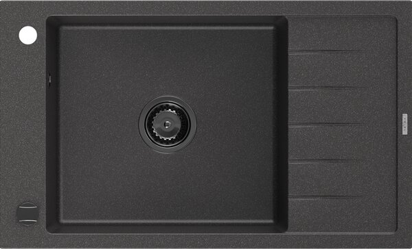 Mexen Elias granitno pomivalno korito z 1 komoro in odcejalnikom 795 x 480 mm, črno s pikami, črn sifon - 6511791005-76-B