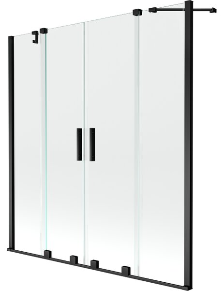 Mexen Velar Duo drsna kopalna paravan s 2 vrati 140 x 150 cm, prosojen, črn - 896-140-000-02-70