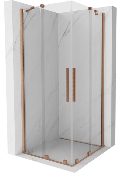 Mexen Velar Duo drsna pršna kabina 90 x 90 cm, prozorna, brušen baker - 871-090-090-02-65