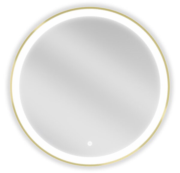 Mexen Esso osvetljeno okroglo kopalniško ogledalo, 70 cm, LED 6000K, proti megli, zlati okvir - 9825-070-070-611-50