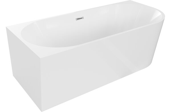 Mexen Mia prostoječ kopalna kad z levim kotom 140 x 75 cm, bela, preliven krom - 52691407500L-01