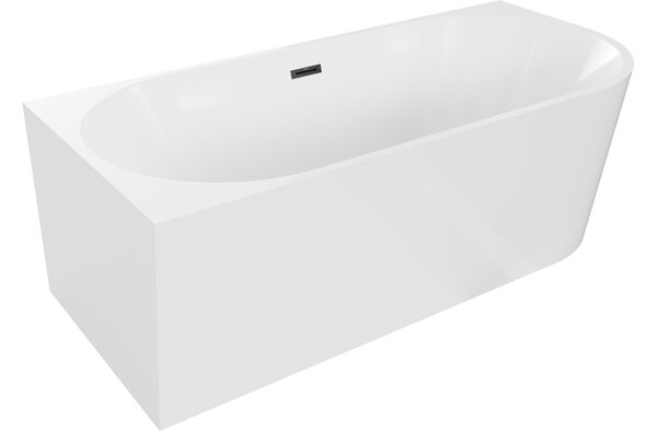 Mexen Mia prostostoječa vogalna leva kad 150 x 75 cm, bela, črni preliv - 52691507500L-70