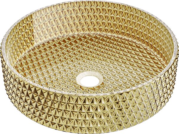 Mexen Aura steklena umivalnik na pultu 39 x 39 cm, zlata - 24013952