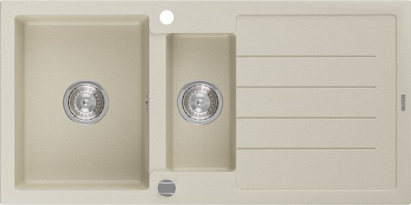 Mexen Andres granitno pomivalno korito 1,5-komorno z odcejalnikom 1000 x 500 mm, bež, kromiran sifon - 6515101510-69