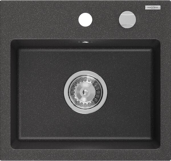 Mexen Milo pomivalno korito iz granita, enojno, 435 x 410 mm, črno s pegami, sifon kromiran - 6505441000-76