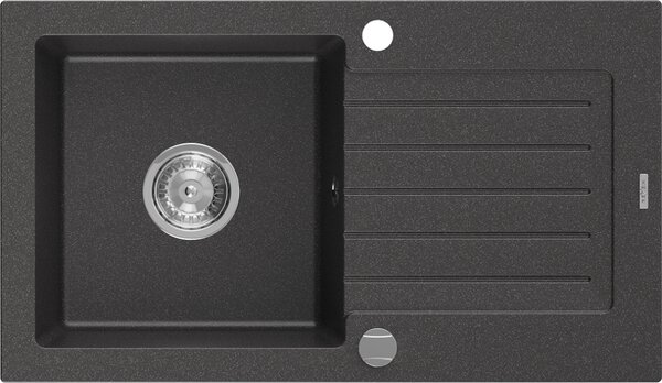 Mexen Pablo granitno pomivalno korito z 1 komoro in odcejalnikom 752 x 436 mm, črno pikčasto, sifon krom - 6510751010-76