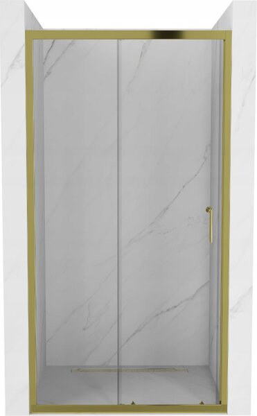 Mexen Apia drsna pršna vrata 110 cm, prozorna, zlata - 845-110-000-50-00