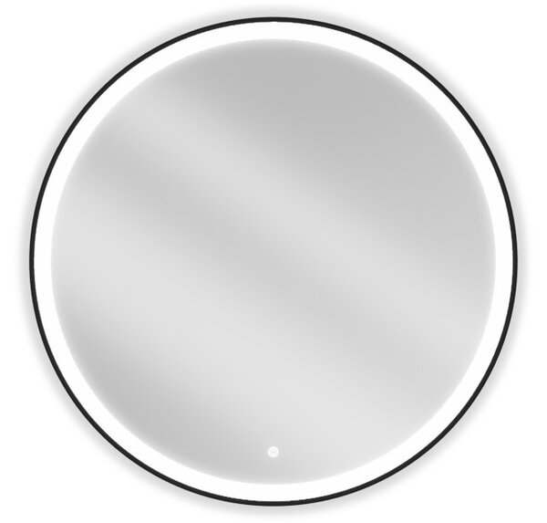 Mexen Esso osvetljeno kopalniško ogledalo, okroglo 90 cm, LED 6000K, proti megli, črn okvir - 9825-090-090-611-70