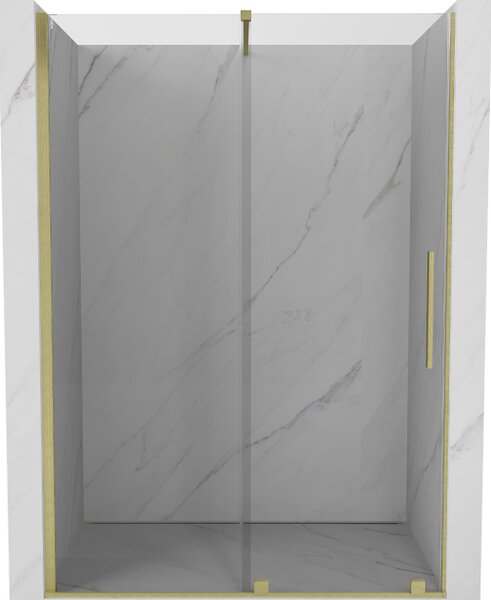 Mexen Velar drsna tuš vrata 140 cm, prosojna, zlato krtačena - 871-140-000-01-55