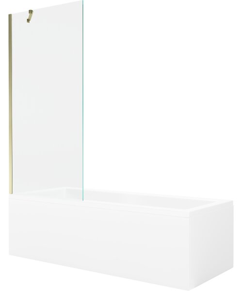 Mexen Cubik pravokotna kad 160 x 70 cm z oblogo in enokrilnim zaslonom 80 cm, prozorna, zlata - 550316070X9508000050