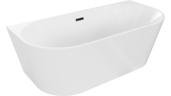 Mexen Oval samostoječa kopalna kad ob steni 180 x 80 cm, bela, črni preliv - 52671808000-70