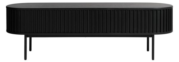 Črna TV omarica v hrastovem dekorju 48x160 cm Siena – Unique Furniture
