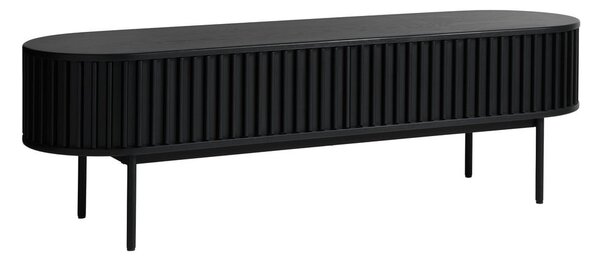 Črna TV omarica v hrastovem dekorju 48x160 cm Siena – Unique Furniture