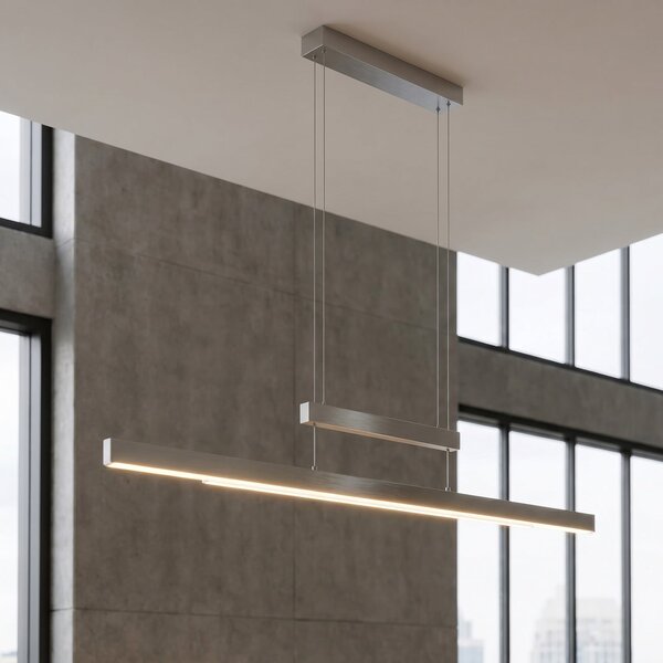 Trio Lighting LED obesna svetilka Trajan, 2.700-5.000K, mat nikelj, zatemnjen, Siva, Dnevna soba / jedilnica, Kovina, Sodobni