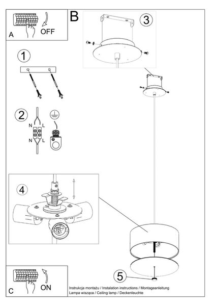 Črna viseča svetilka s tekstilnim senčnikom ø 30 cm Herra – Nice Lamps