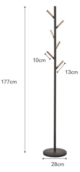 Črn obešalnik z detajli iz bukovega lesa YAMAZAKI Plain Pole Hanger