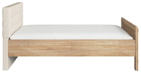 POSTELJA 90 cm x 200 cm , tekstil, leseni material barve šampanjca, hrast sonoma