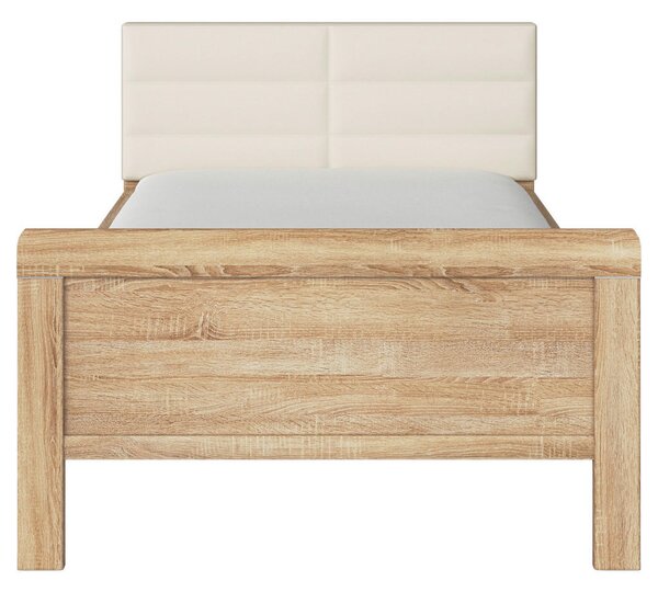 POSTELJA 90 cm x 200 cm , tekstil, leseni material barve šampanjca, hrast sonoma