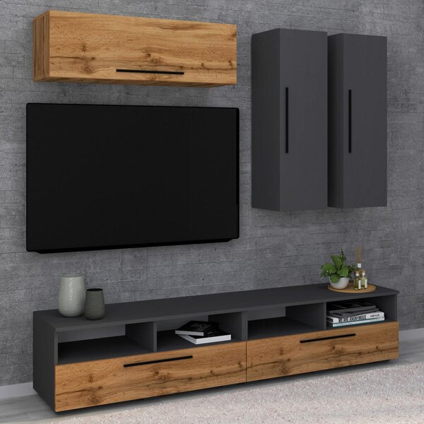 DNEVNI REGAL, antracit, barve hrasta