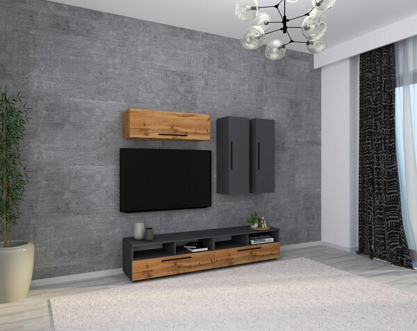 DNEVNI REGAL, antracit, barve hrasta