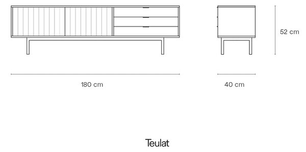 Siva TV omarica v hrastovem dekorju 180x52 cm Sierra – Teulat