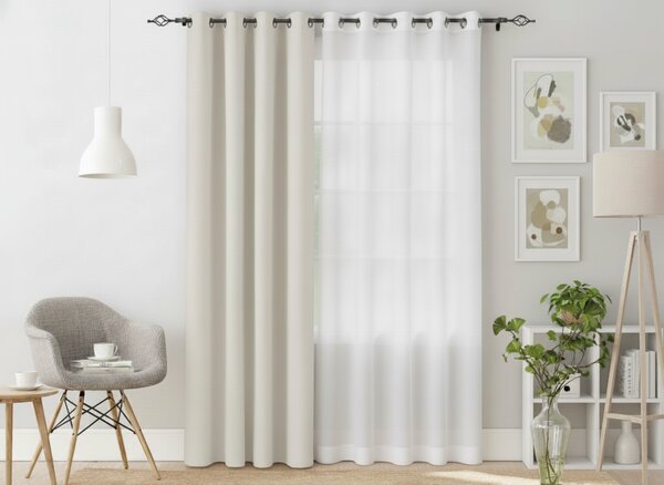 Belo-kremna zavesa OXFORD 140x250 cm Za obesiti: Trak za nabiranje