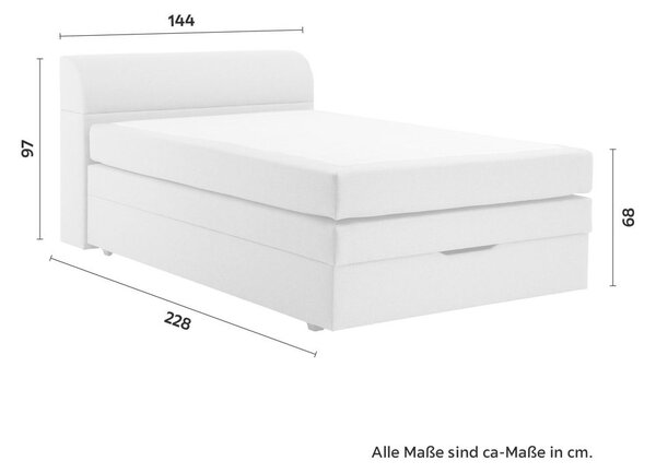 Mömax Postelja Boxspring Flexi 2, Siva, 140x200