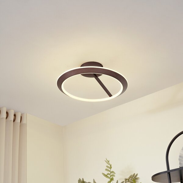 Lucande LED stropna svetilka Eldra, kavno rjava, Ø 55 cm, CCT, zatemnjen, Rjava / rjasta, Dnevna soba / jedilnica, Kovina, Sodobni