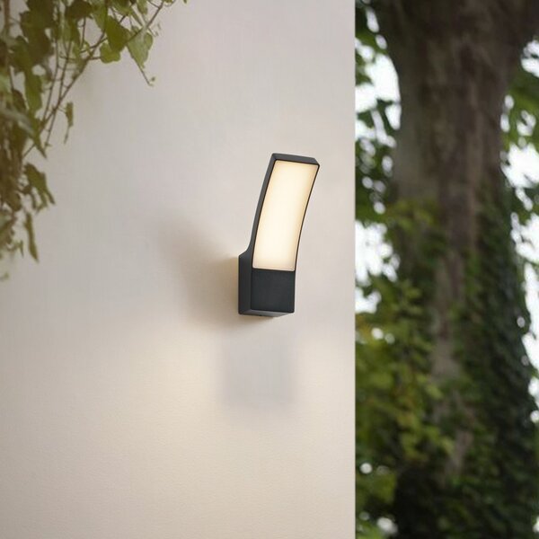 Lindby LED zunanja stenska svetilka Ilvita, antracit, kovina, IP54, Črna, Aluminij, Sodobni