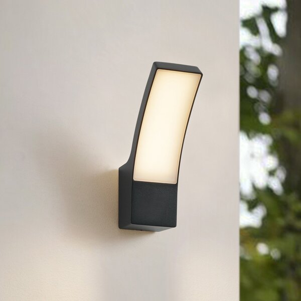 Lindby LED zunanja stenska svetilka Ilvita, antracit, kovina, IP54, Črna, Aluminij, Sodobni