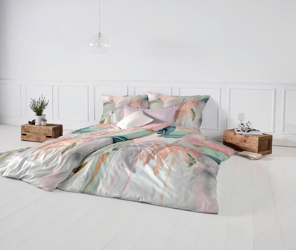 POSTELJNINA BED ART S 140/200 cm mako saten žajbljevo zelena, olivno zelena , svetlo roza, svetlo siva, starinsko roza