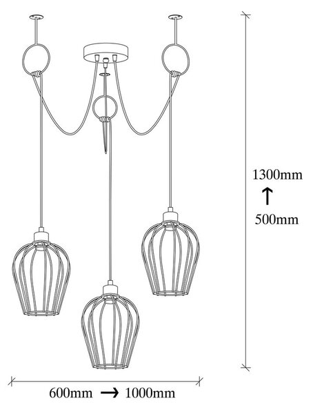 Črna viseča svetilka s 3 žarnicami Opviq lights Tel Chain