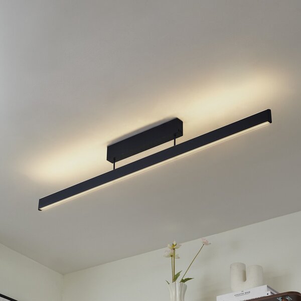 Lucande pametna LED-stropna svetilka Mylosh, črna, CCT, Tuya, zatemnjen, Črna, Dnevna soba / jedilnica, Aluminij, Sodobni