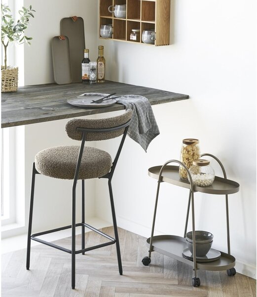 Rjav oblazinjen barski stol (višina sedeža 65 cm) Badalona – House Nordic