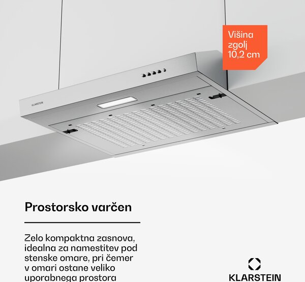 Klarstein SlimVent 60cm 178m³/h Podgradna Napa Srebrna