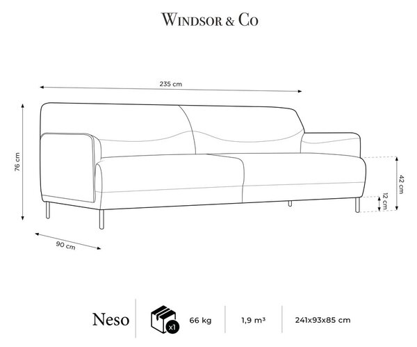 Modra sedežna garnitura Windsor & Co Sofas Neso, 235 cm