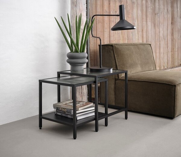 Steklene stranske mizice v kompletu 2 ks 50x50 cm Bronco – Unique Furniture