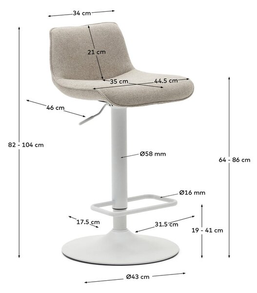 Bež barski stoli v kompletu 2 ks 103 cm Zenda – Kave Home