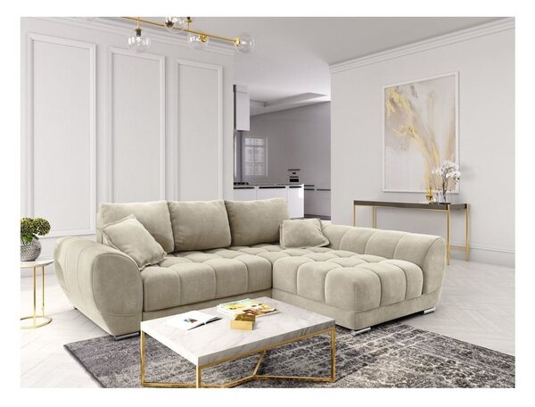 Bež žametna raztegljiva sedežna garnitura Windsor & Co Sofas Nuage, desni kot