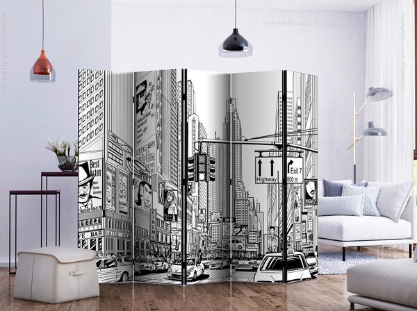 Artgeist Paravan Street In New York City I, 5-Delni, Enostranski