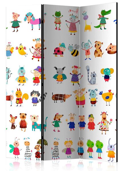 Artgeist Paravan Cartoon Pets, 3-Delni, Dvostranski