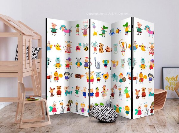 Artgeist Paravan Cartoon Pets I, 5-Delni, Dvostranski