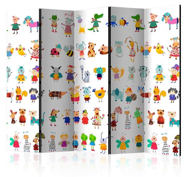 Artgeist Paravan Cartoon Pets I, 5-Delni, Dvostranski