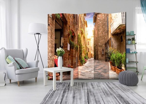 Artgeist Paravan Colourful Street In Tuscany, 5-Delni, Dvostranski