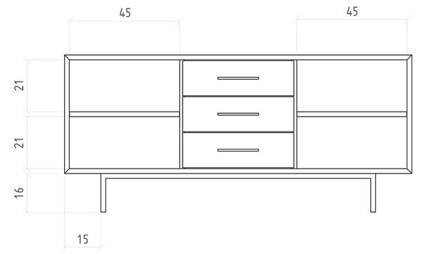 Komoda iz masivnega hrasta 144x65 cm Abies – The Beds